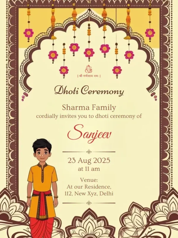 Dhoti Ceremony Invitation