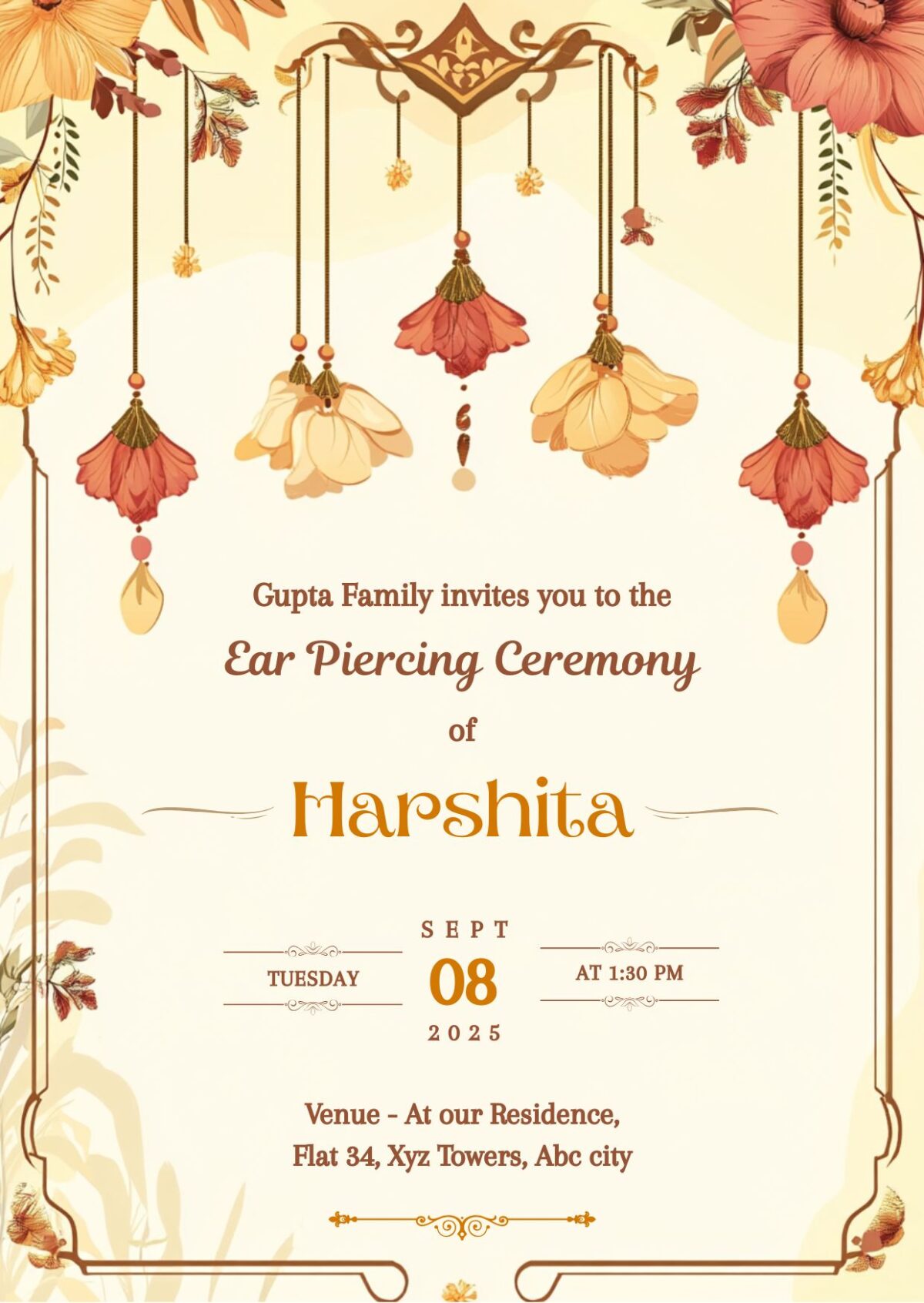 Ear Piercing Ceremony floral design