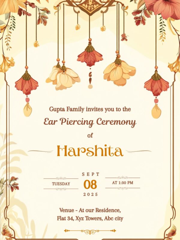 Ear Piercing Ceremony Invitation