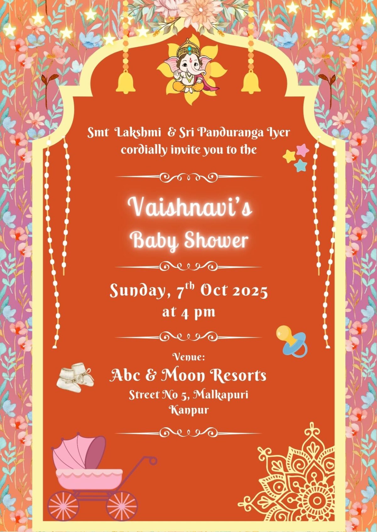 Invitation card for Baby Shower Download in PDF and JPG Image