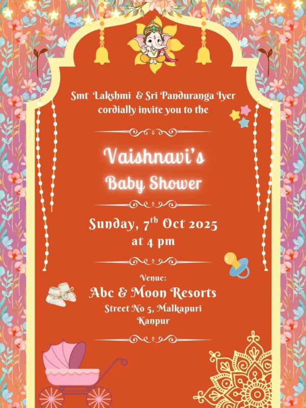 Invitation card for Baby Shower Download in PDF and JPG Image