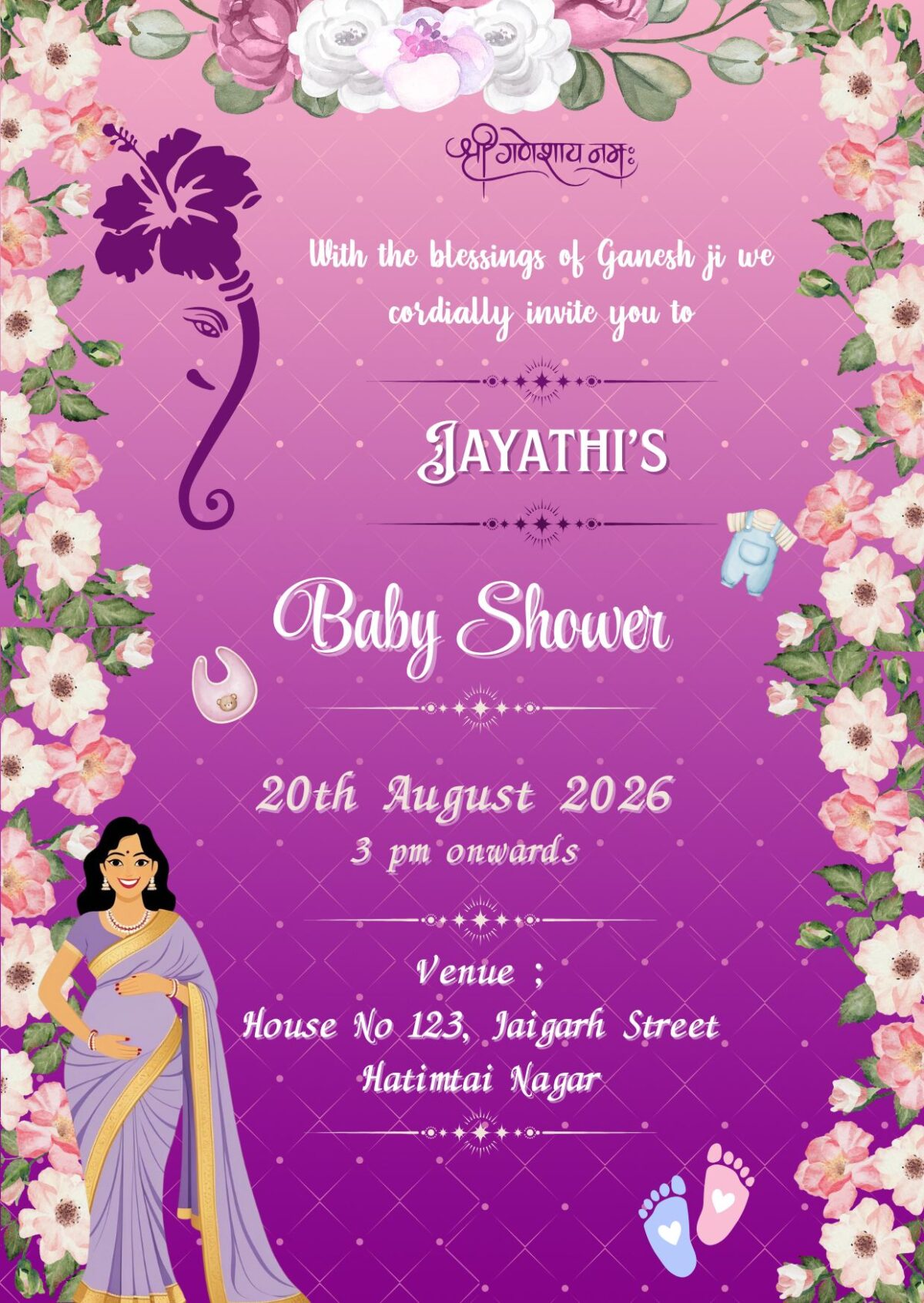 Baby Shower Invitation Card Online With Floral Border