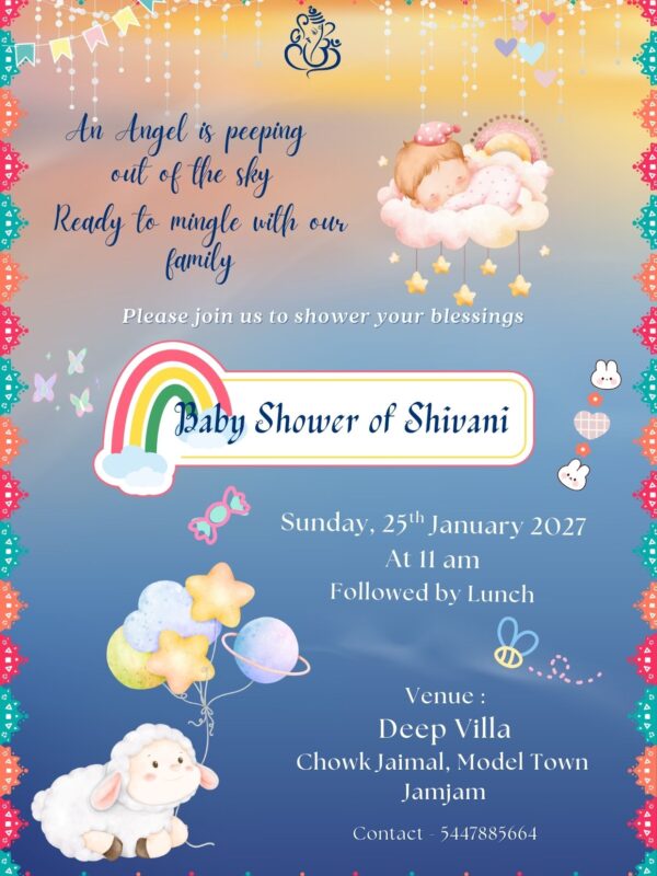Baby Shower Invitation Card with Cute Design