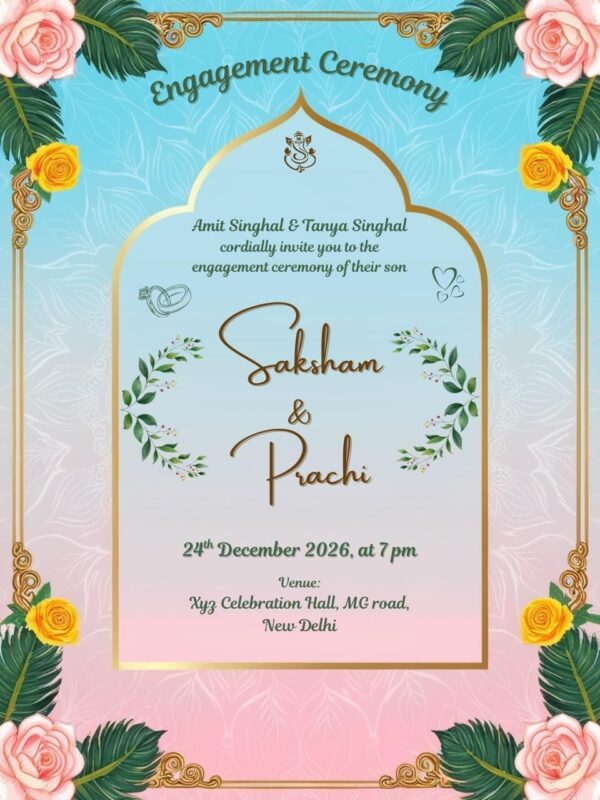 Engagement Ceremony Invitation with Unique and Attractive Design