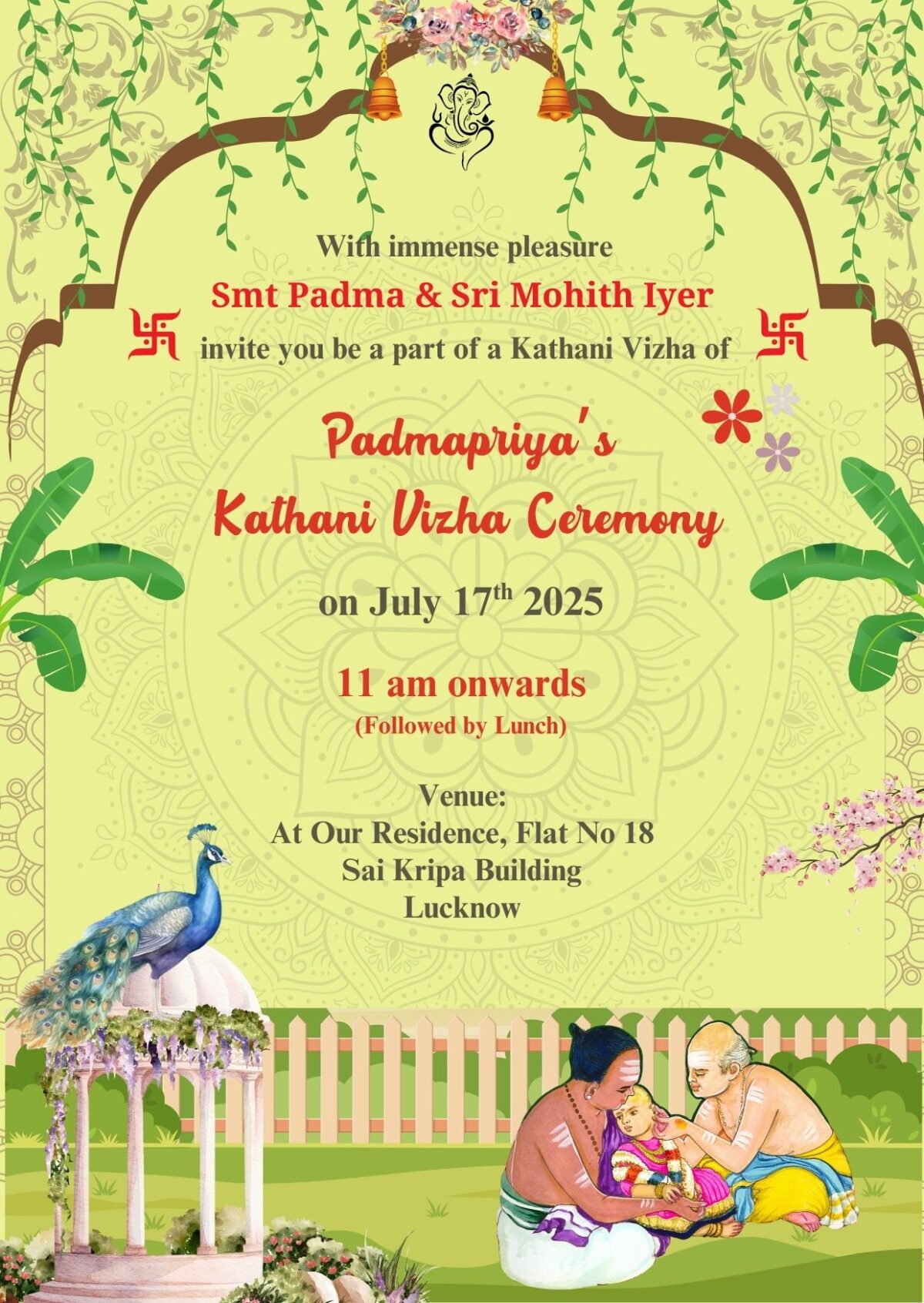 Kathani Vizha Invitation card Online Download