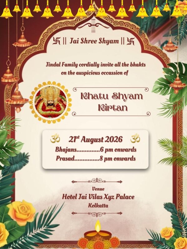 Khatu Shyam Kirtan digtial invitation card design