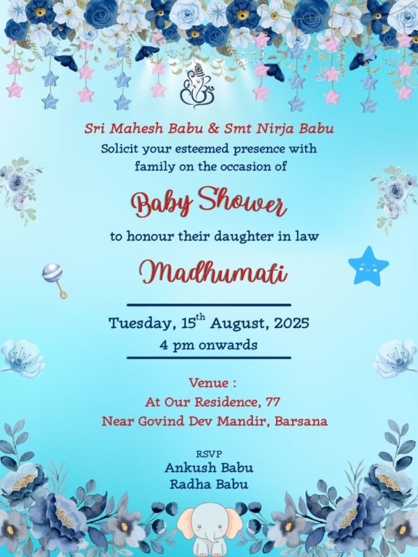 Elegant Baby Shower Invitation Card Online
