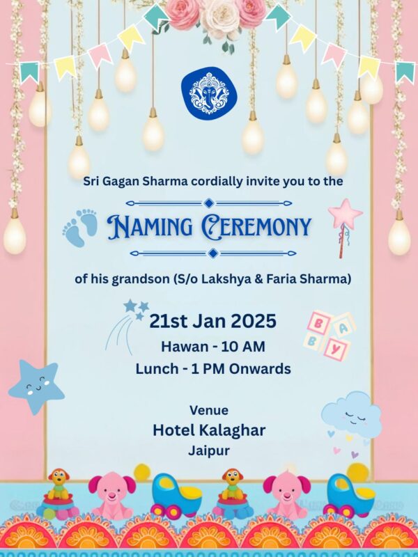 Digital Naming Invitation Card with Charming Design