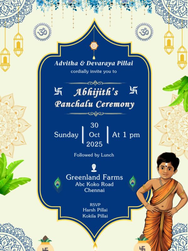 Panchalu Ceremony Invitation Card Online PDF and JPG