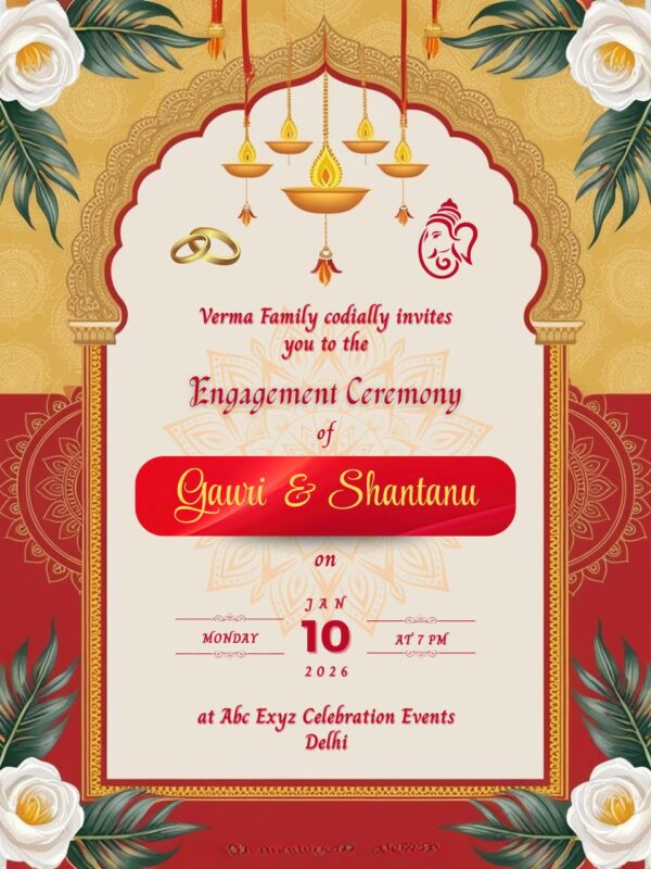 Indian Engagement Invitation with Traditional Design Download