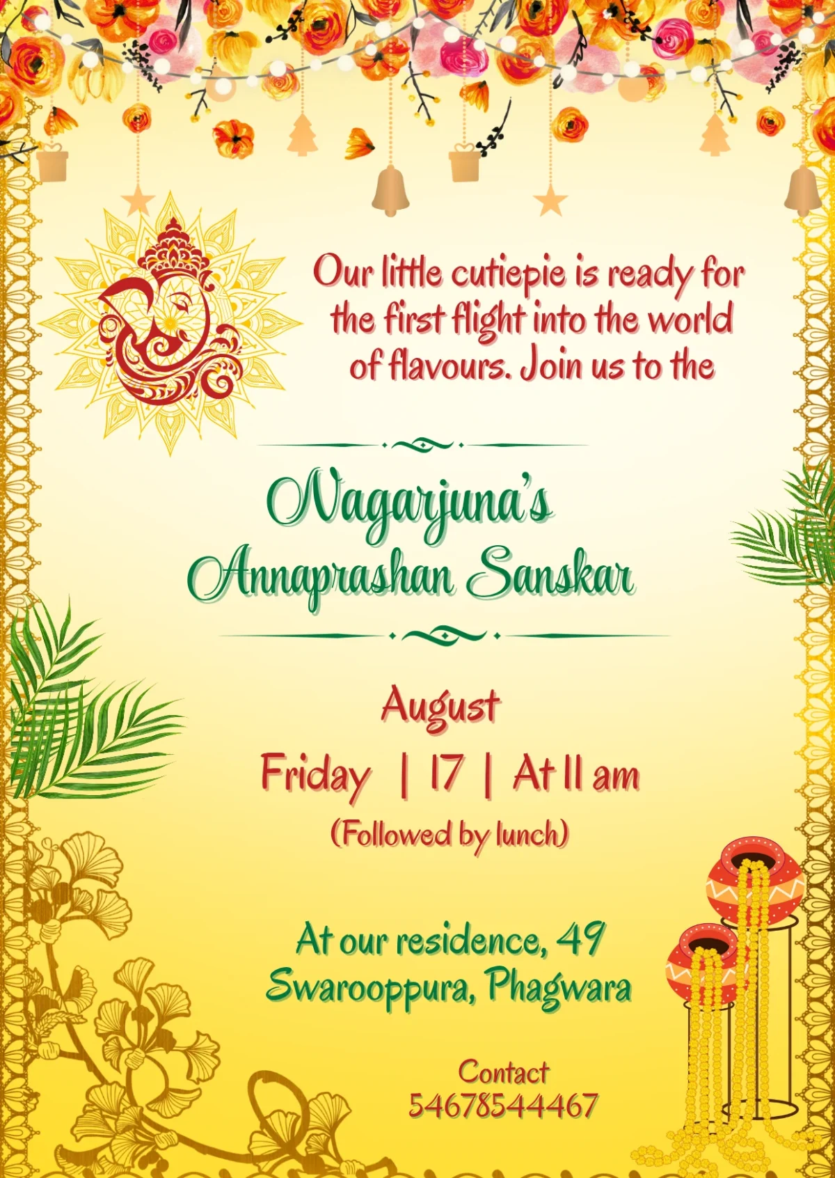 Beautiful Annaprashan Sanskar Invitation Online Download in PDF and Image Formats