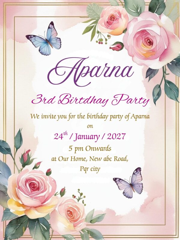 Birthday Invitation Card with Floral Theme design