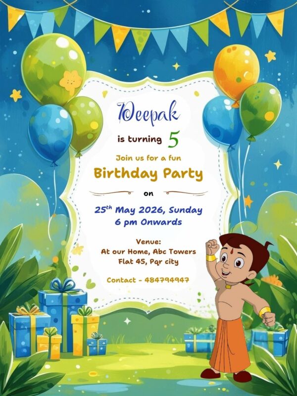 Chhota Bheem Birthday Invitation Card