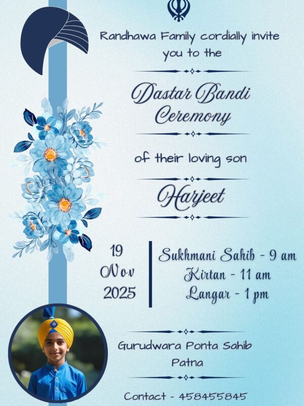 Dastar Bandi Invitation Online With Boy Photo