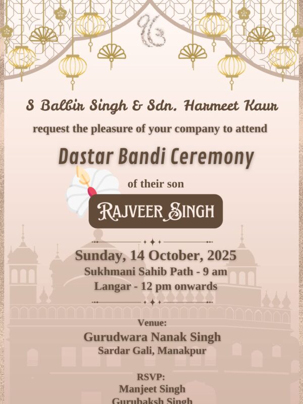 Dastar Bandi Invitation Online With Simple Design