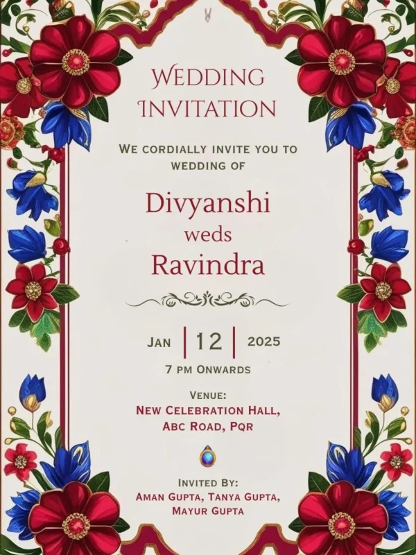 Wedding Invitation card With Floral Design Online