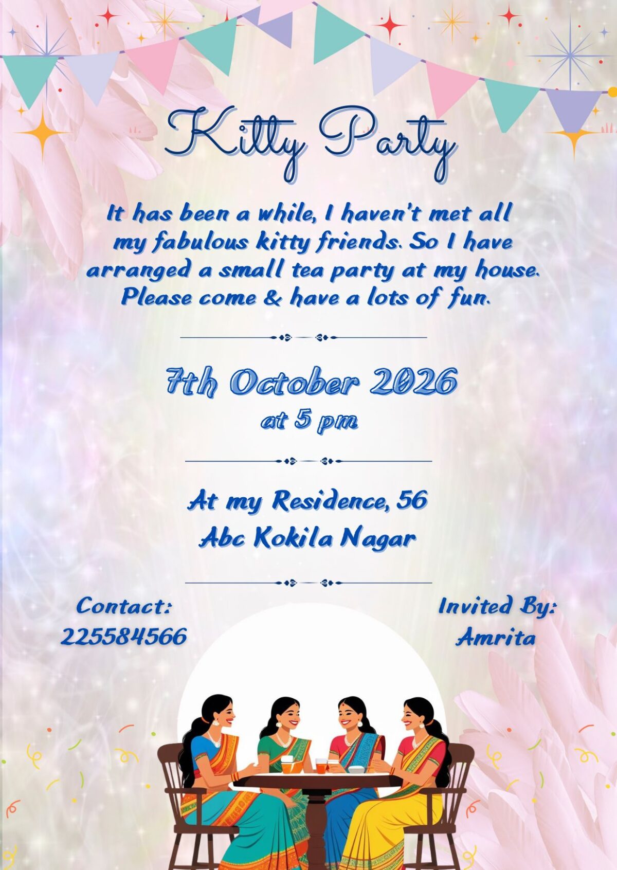 Indian Kitty party Invitation with Ladies Get Together