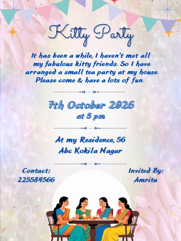 Indian Kitty party Invitation with Ladies Get Together