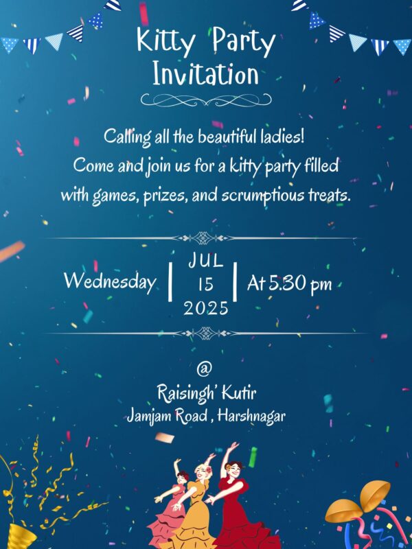 Kitty Party Invitation Card With Dancing Ladies