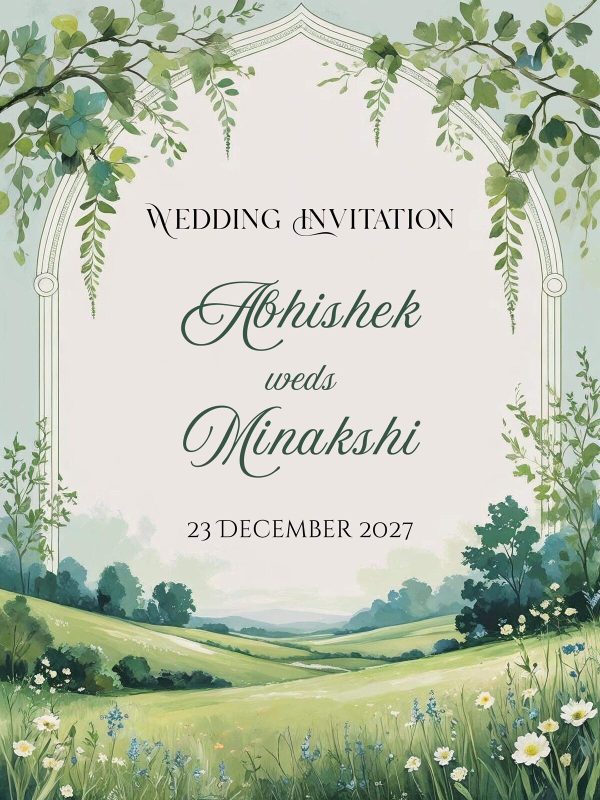 Landscape Wedding Invitation Card Online Download 4 Pages
