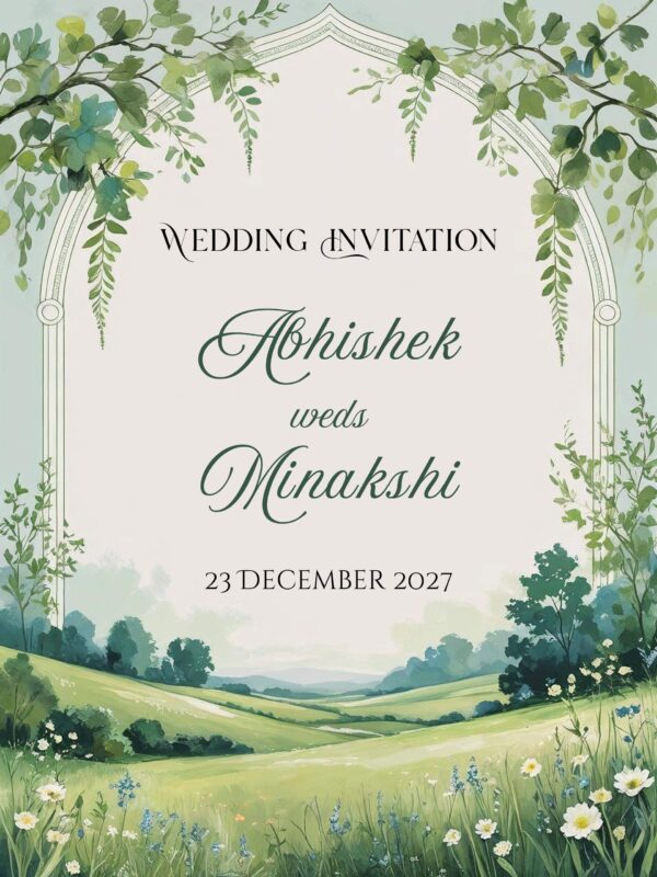 Landscape Wedding Invitation Card Online Download 4 Pages