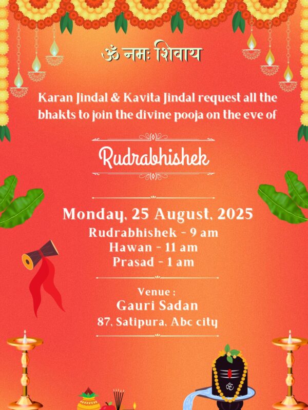 Divine Rudrabhishek Invitation With Beautiful Design