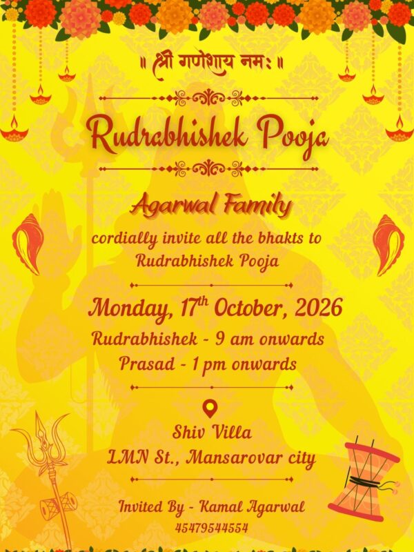 Online Rudrabhishek Pooja Invitation Card With Shiv ji