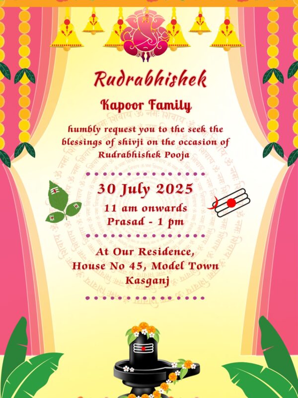 Invitation for Rudrabhishek with Beautiful Background