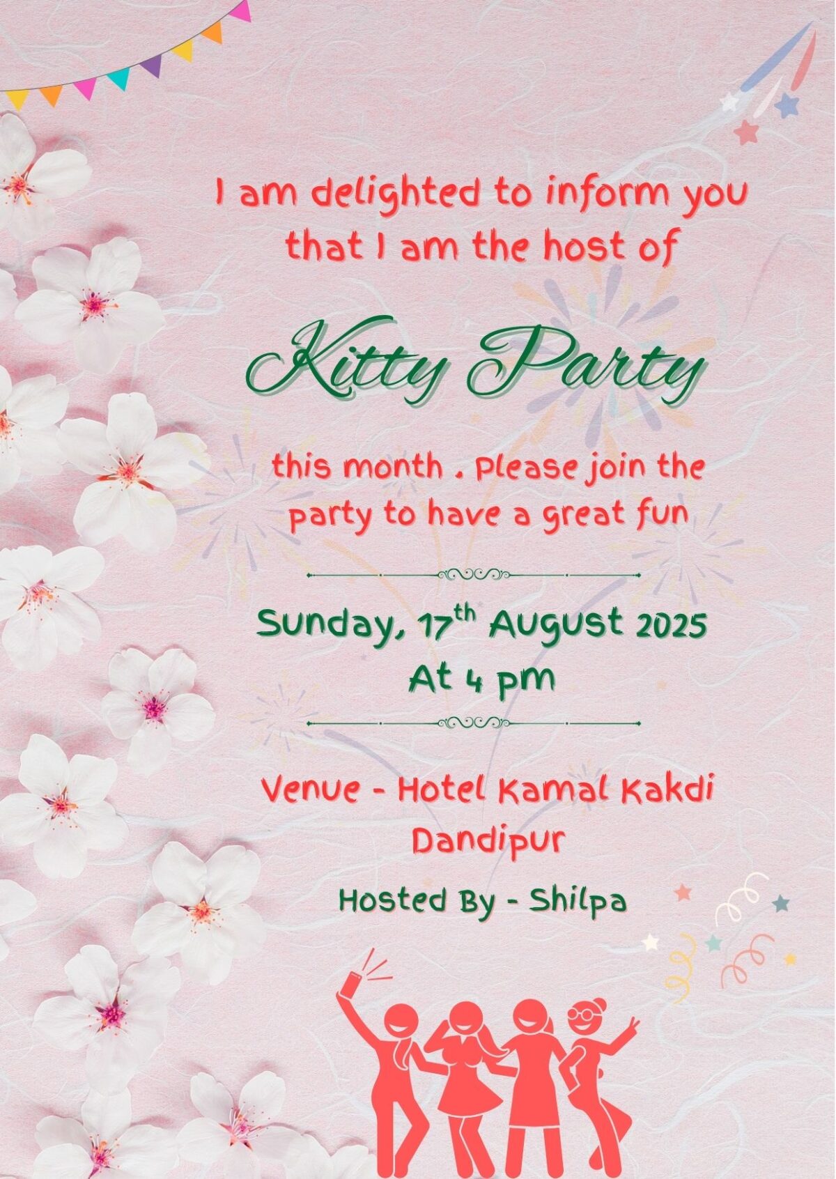 Floral Kitty Party Invitation Template Online