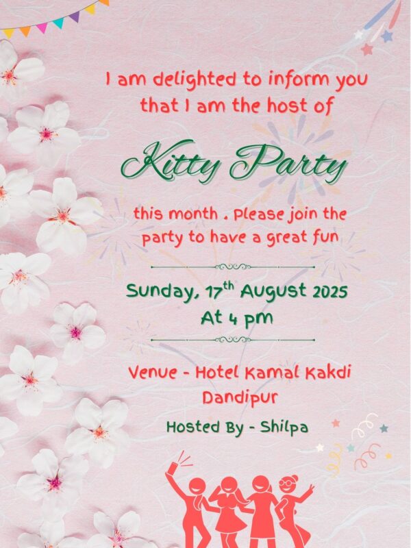 Floral Kitty Party Invitation Template Online
