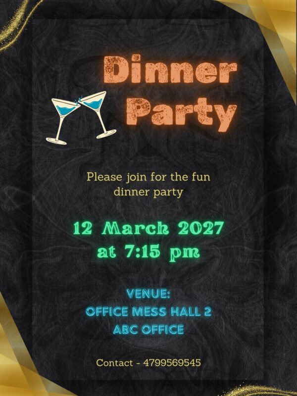 Dinner Party Invitation Card with Elegant Design