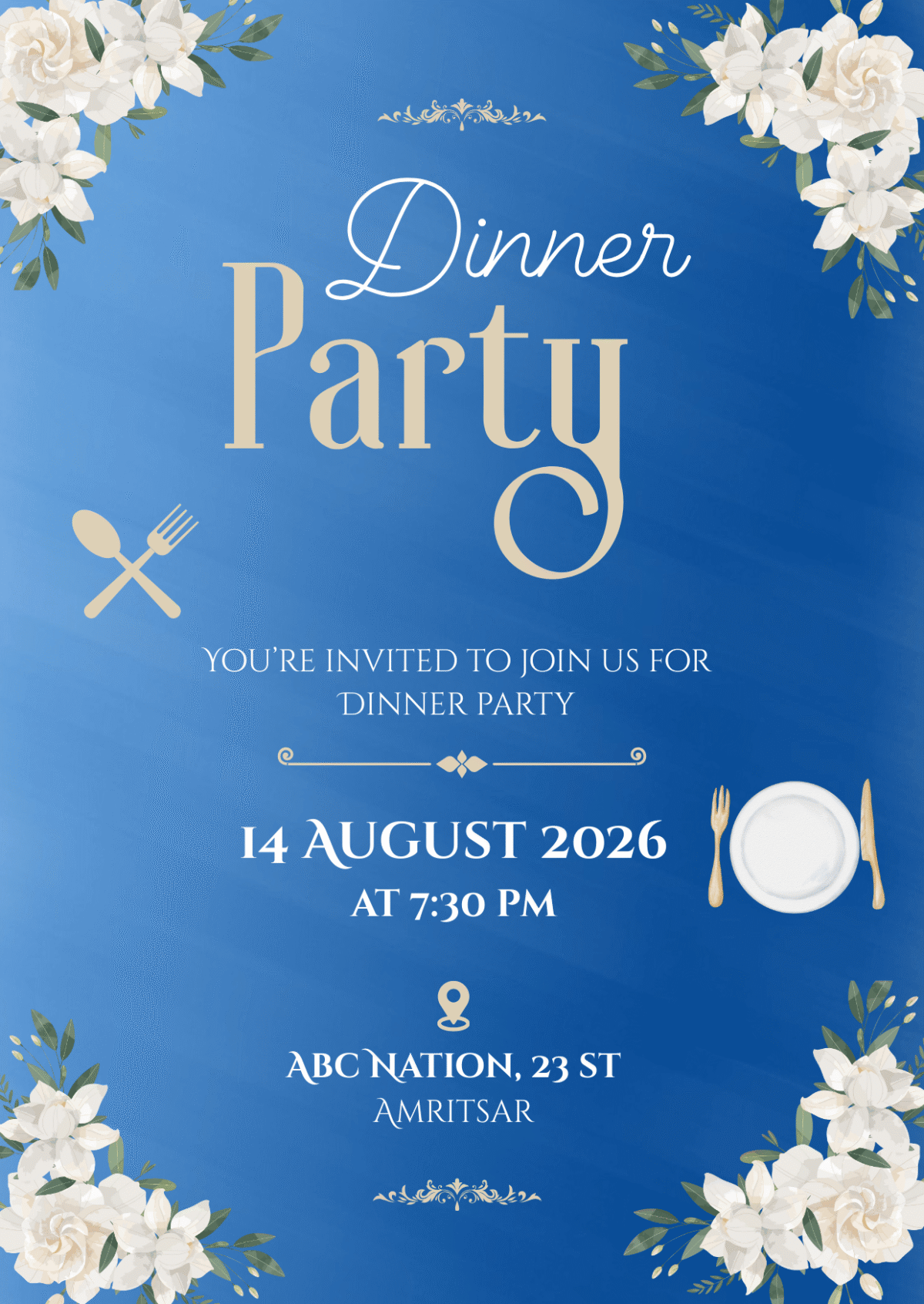 Dinner Party Invitation Card Online with Charming design