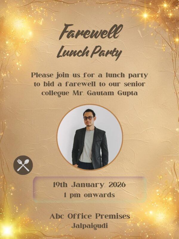 Farewell Lunch Party Invitation with Golden Design