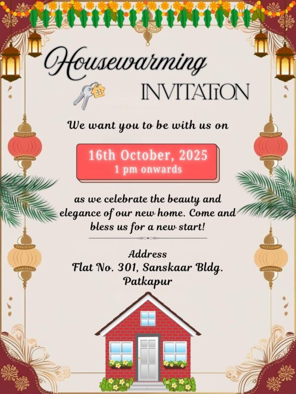 Beautiful Housewarming Invitation card Online
