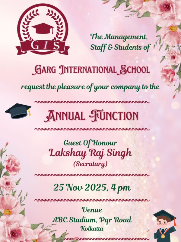 Annual Function Invitation Card with Floral Border