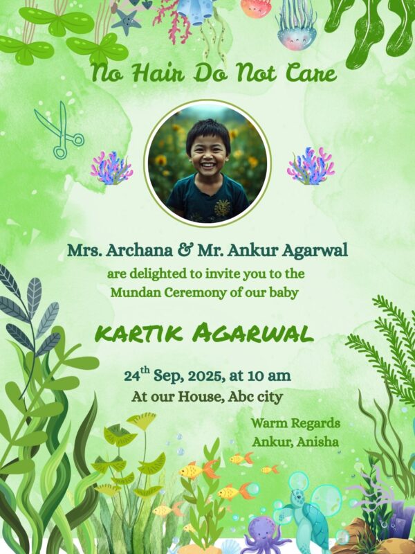 Beautiful Mundan Invitation Card Online with Child Photo