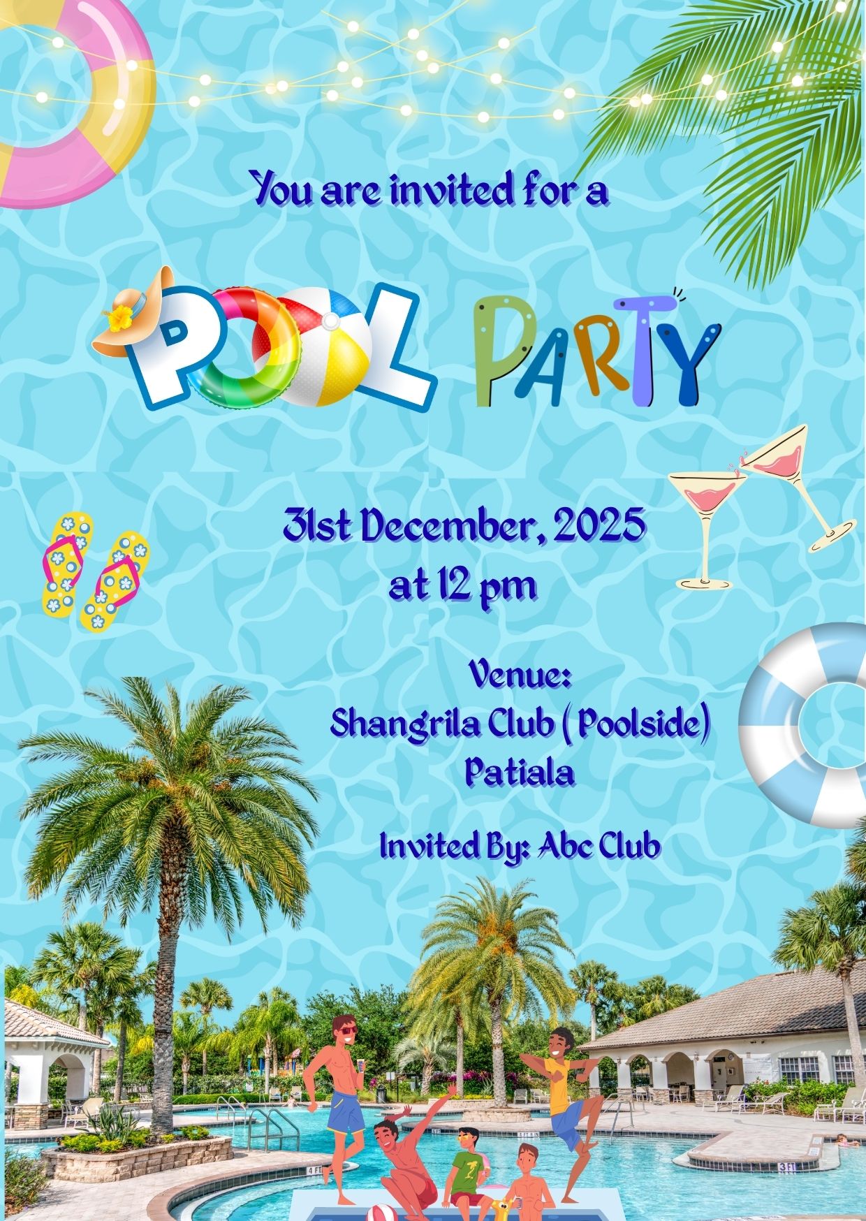 Pool Party Invitation Online with Fun theme Design