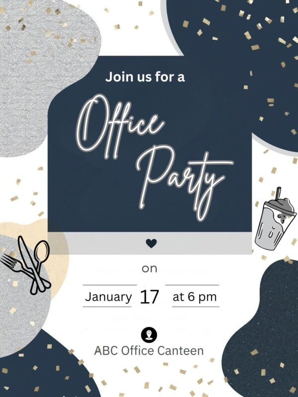 Office Party Invitation Card with Classy Design