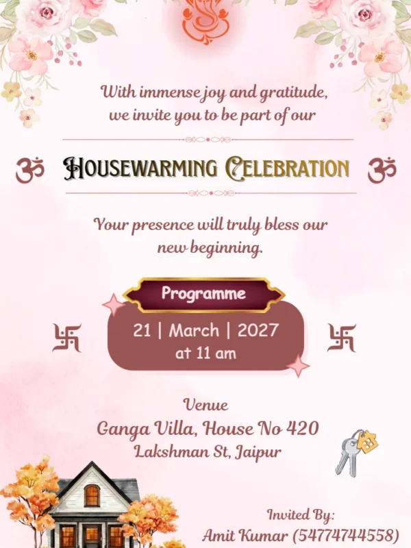 Housewarming Invitation card with Elegant design