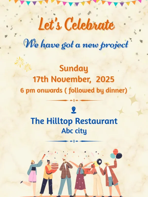 Project Party Invitation Card for Office
