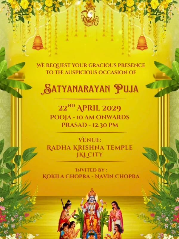 Satyanarayan Puja Invitation with Beautiful design