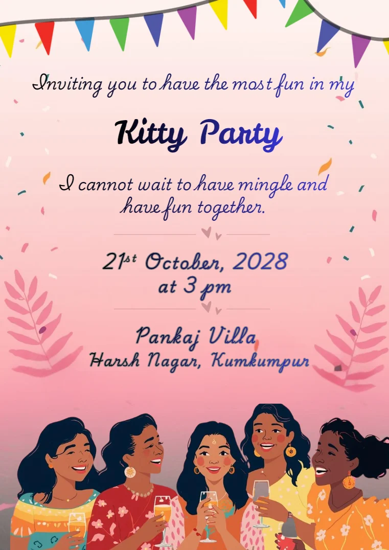 Invitation to Kitty Party with Charming design